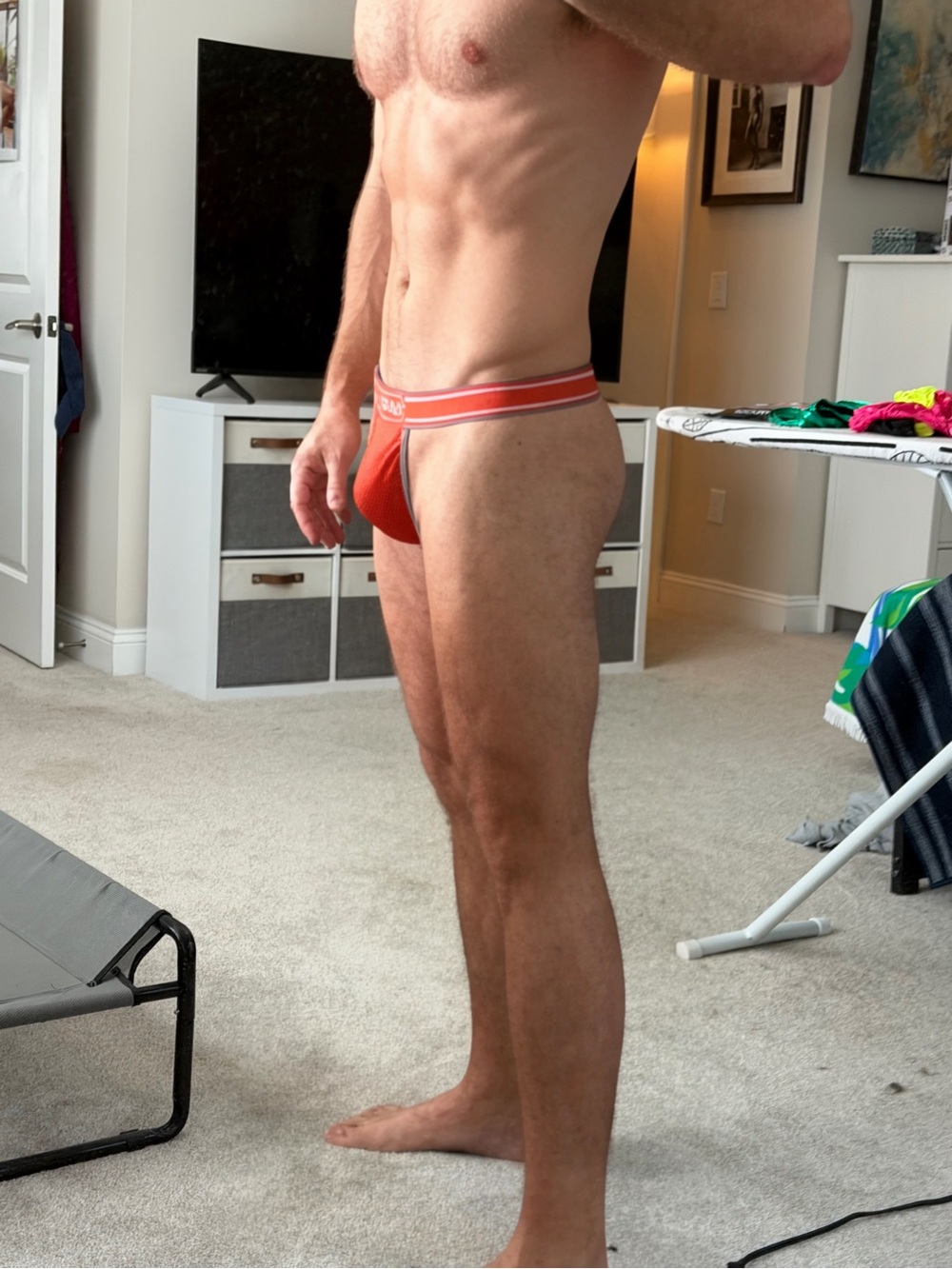 Mens Nasty Pig Orange Mesh Thong XXL - Picture 2 of 4